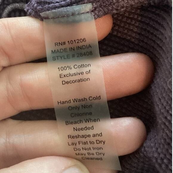 Soft Surroundings Womens Thermal Shirt XS Purple Embroidered Waffle Knit Boho - Picture 7 of 7